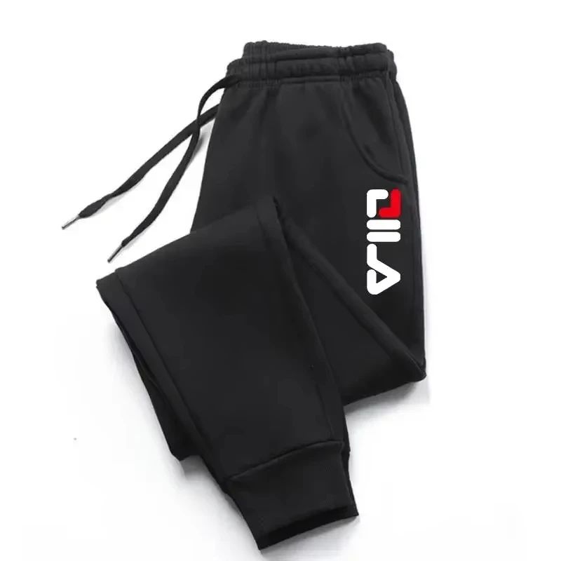 Autumn and winter men's and women's jogging pants, casual pants, wool sports pants, exercise running, gym fitness lace-up sports