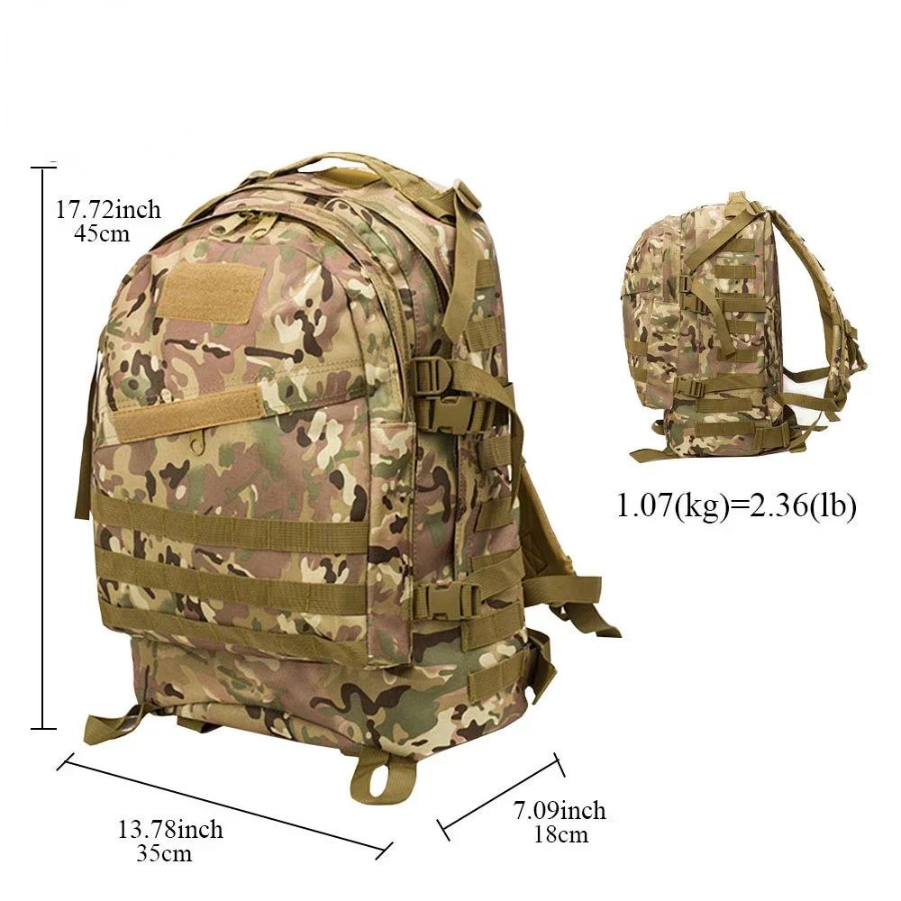 Mochila Tática 3D 50L para Atividades ao Ar Livre Molle Assault Bag à Prova D'água para Caça Escalada Caminhada Pesca Trekking Viagem