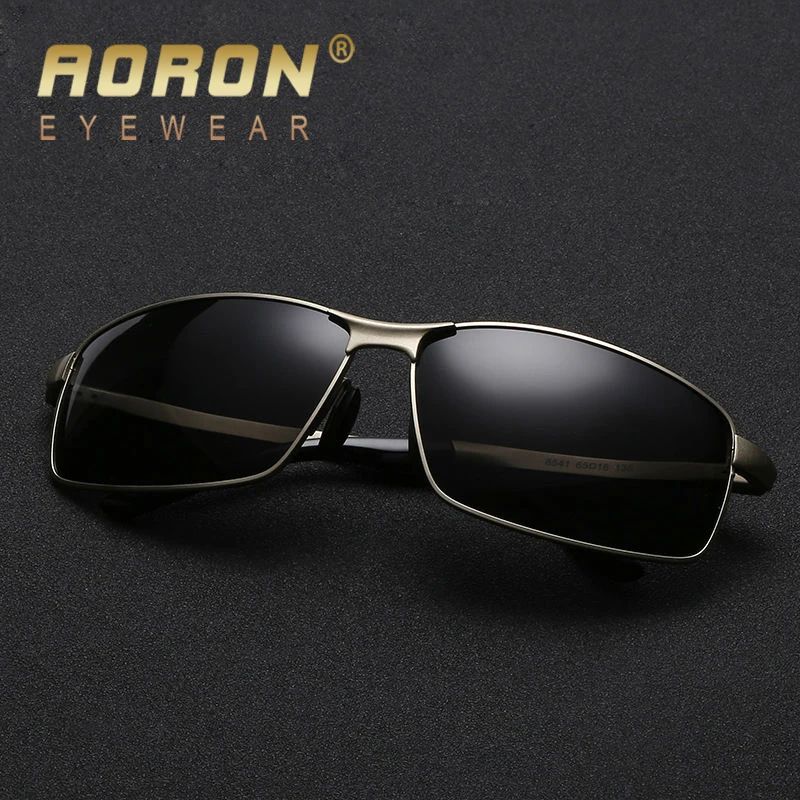 AORON Alloy Men Polarized Sunglasses Women Male Luxury UV400 Goggles Brand Design Metal Frame Glasses Driving