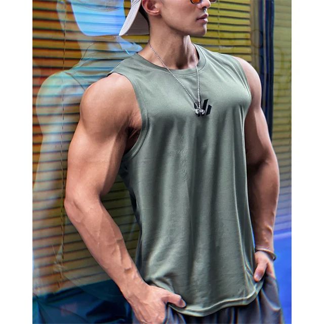 2025 newest Summer Gym Vest High Quality mesh Shirt Sleeveless T-shirts Men Tank Tops Fitness Sports Vest men casual Clothing