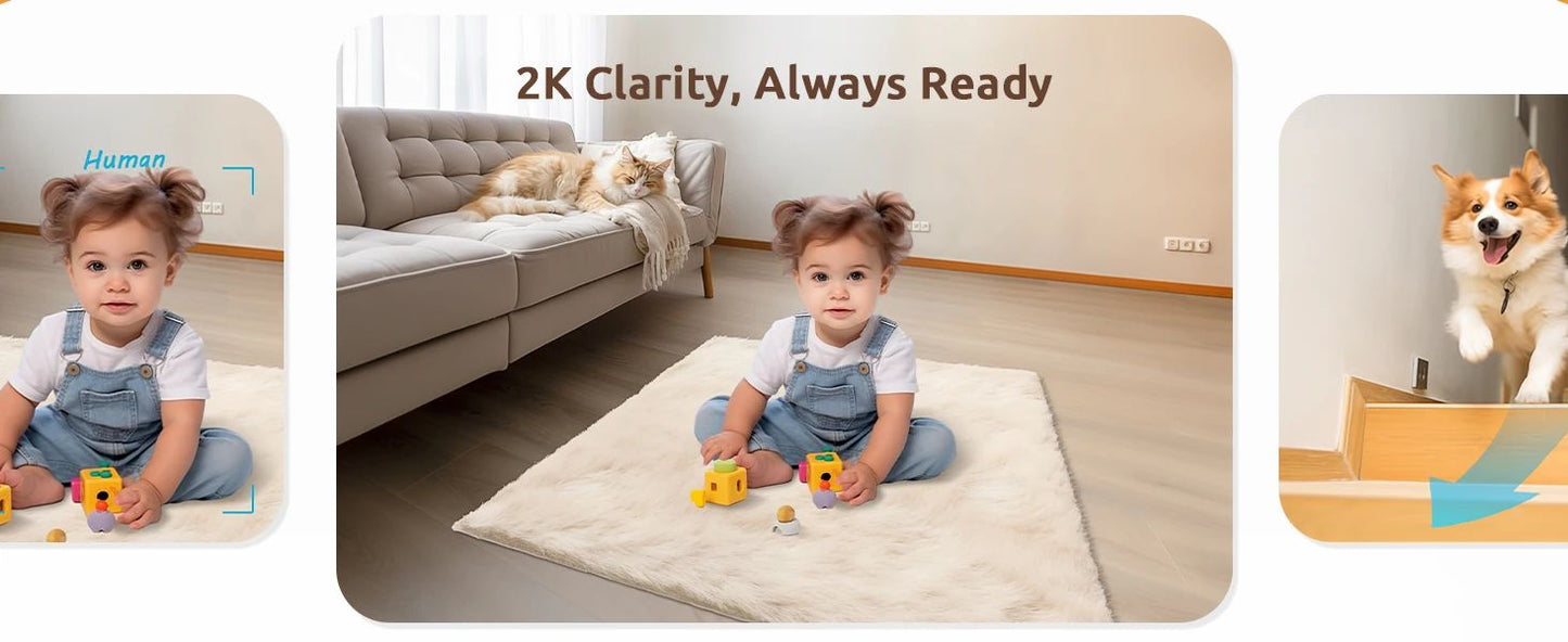 Blurams Indoor Security Camera 2K, Home Security Camera for Dog/Elder, Security Camera with One-Touch Call Update A31S-2pc