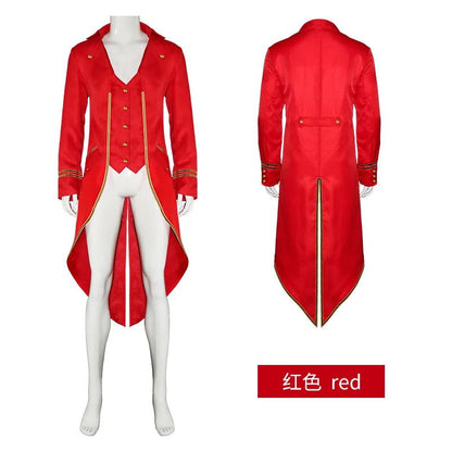 Medieval Retro Red Tailcoat Mens Jacket Coats Swallowtail Dust Cosplay Steam Punk Costume Palace Dress Europe Uniform