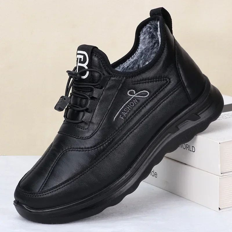 Winter Fashion Men's Shoes Warm Plush  Men's Black Waterproof Zapatillas Hombre Comfortable Men's Walking Shoes
