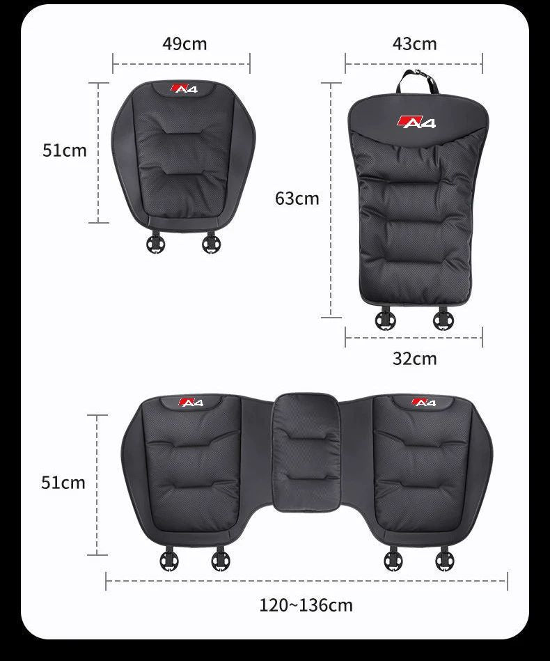 Leather Car Seat Cover Universal Four Seasons Car Front/Rear Seat Cushion for  Audi A1 A3 A4 A5 A6 A7 A8 Car Chair Protector Pad