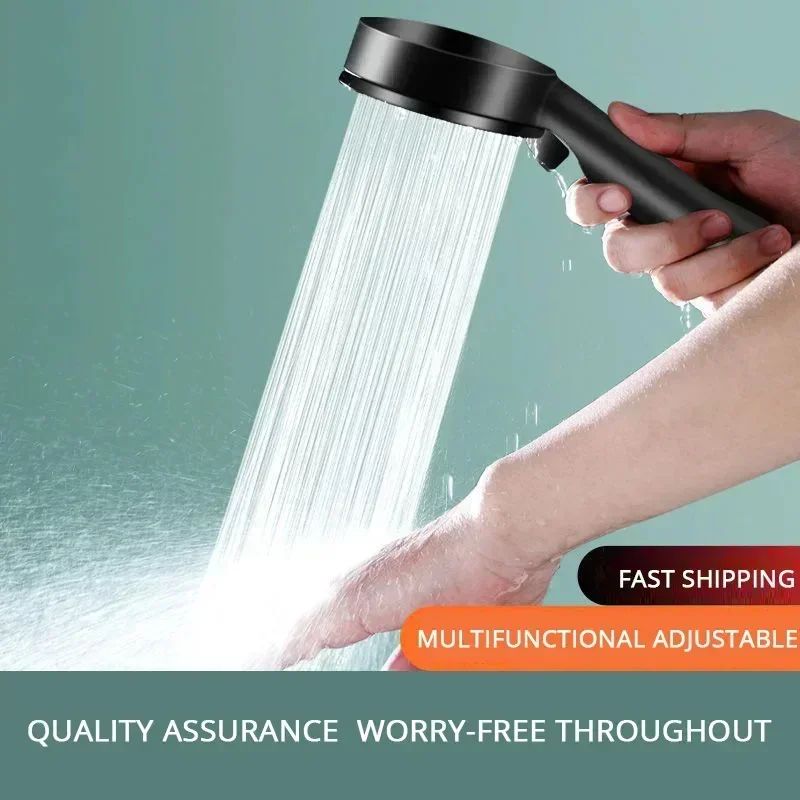 5 Mode Handheld Shower Head High Pressure Water Booster Massage Spray Jet with Anti Leak Proof Hose for Bathroom Household Bath