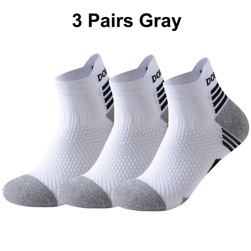 3 Pares Meias de Corrida de Maratona Masculinas Femininas Profissionais Esportivas Tornozelo Fitness Tubo Acolchoado Engrossado Baixo Cano Curto Barco Meias