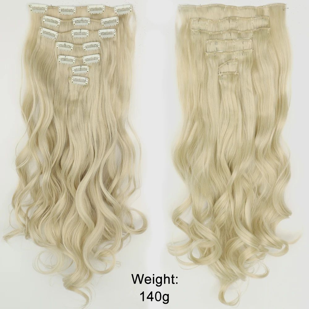 7Pcs/Set 16 Clips Hair Extension Black Long Straight Natural Hair Ombre Hairpiece Heat Resistant Fiber For Women Hairstyle