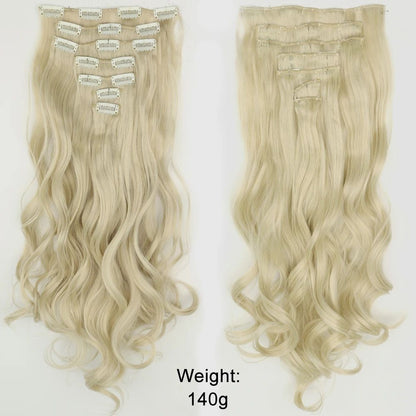 7Pcs/Set 16 Clips Hair Extension Black Long Straight Natural Hair Ombre Hairpiece Heat Resistant Fiber For Women Hairstyle