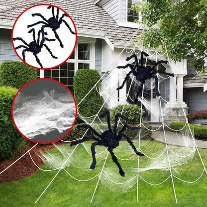 Teia de Aranha Gigante Preta Assustadora de Halloween Decoração de Halloween para Casa Bar Adereços de Casa Assombrada Decoração Externa de Feriado