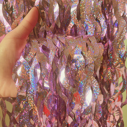 Metallic Tinsel Foil Fringe Curtains with star Party Photo Backdrop Party Streamers for Birthday New Year Eve Wedding Decor
