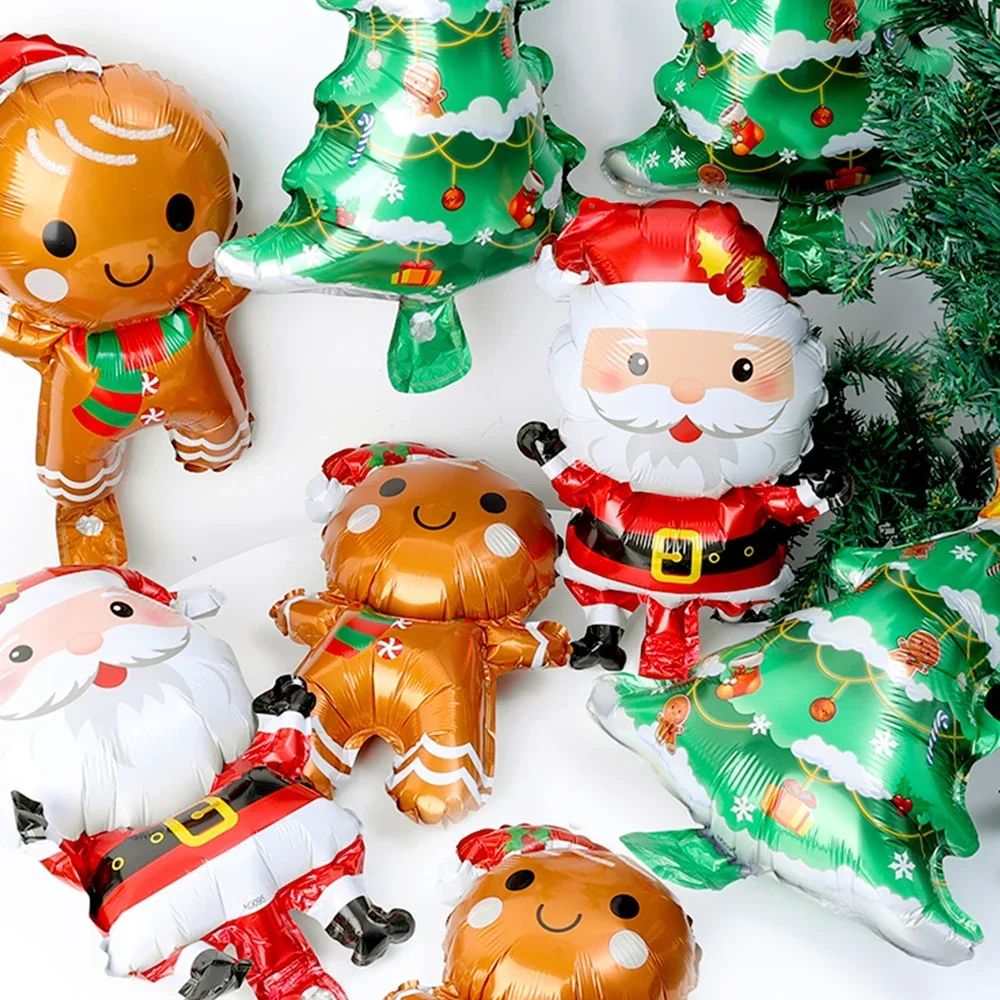 Christmas Santa Claus Gingerbread Man Xmas Tree Foil Balloons for Christmas Home Party Aluminum Film Balloon Decor Supplies