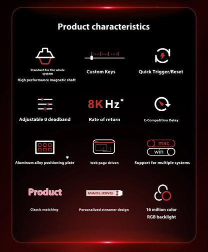Hot Sale MADLIONS MAD60HE Magnetic Switch Keyboard Mechanical Keyboard 8000Hz 0.01mmRT Wired Custom Valorant Gaming Keyboard
