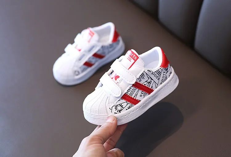 Children's Sneakers Kids Fashion Design White Non-slip Casual Shoes Boys Girls Hook Breathable Sneakers Toddler Outdoor Shoes