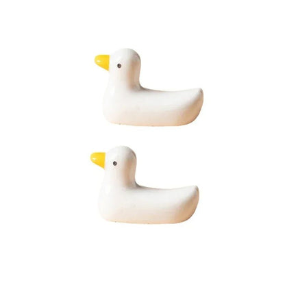 3 peças de suporte fofo de cerâmica de cisne e pato para pauzinhos, garfos, colheres, suporte de rack para utensílios de mesa de cozinha