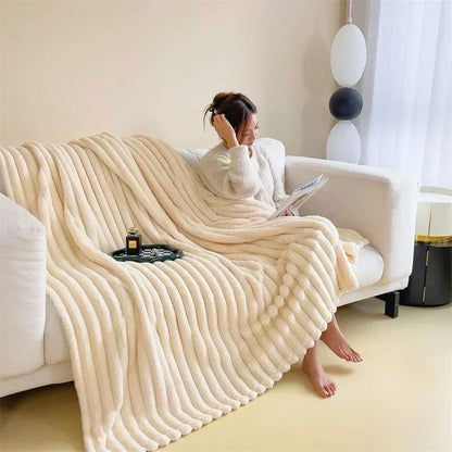 Imitation Rabbit Velvet Spring Autumn Warm Blankets or Blanket and Pillowcase Soft Fluffy Warmth Throw Blankets for Sofa Napping