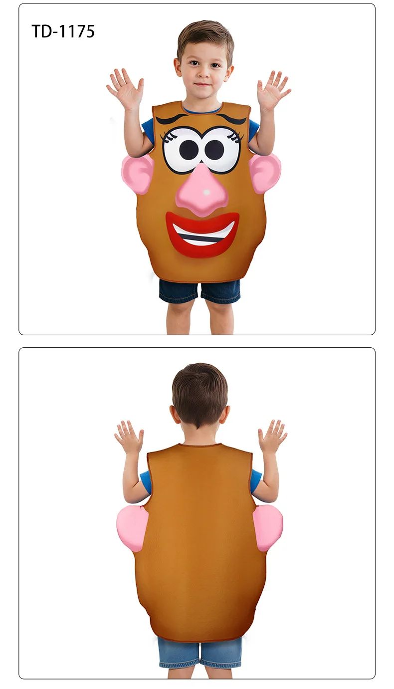 Funny Potato Head Costume Mr. and Mrs. Potato Head Matching Outfit Halloween Cosplay Tunic Couple Carnival Party Disguise Wear