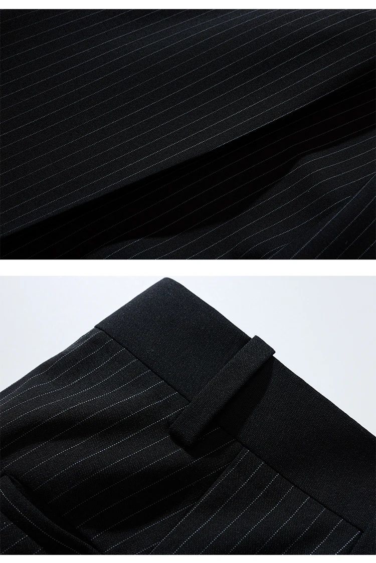 Calça Casual Masculina Listrada Preta Nova de Verão 2025, Calça Slim da Moda na Altura da Panturrilha, Tamanhos 28-35