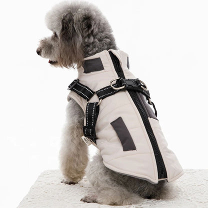 Casaco Quebra-Vento para Cães com Colete e Dois Anéis em D Jaqueta para Cães Casaco com Capuz Quente Roupa Quente para Cães