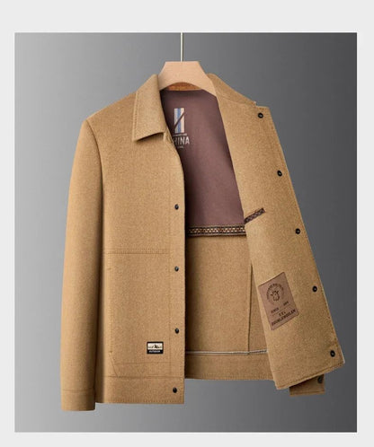 Billy Men's Winter Jacket for Men Double-Sided Woolen Overcoat Short Lapel Autumn Casual Coat Top Black Clothes White Duck Down