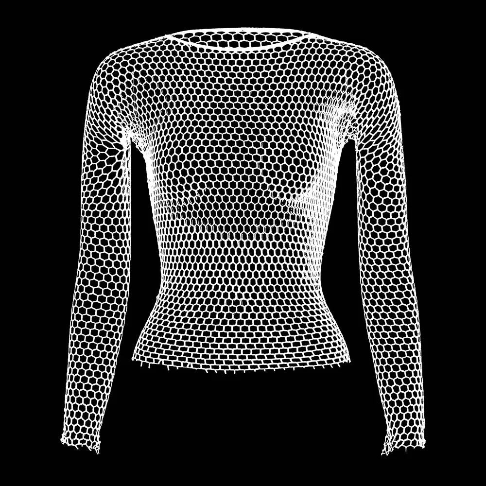 Fashion Hollow Out Basic T Shirts Mens Women Sexy Hollow Out See Through Mesh T-shirt Party Spring Vintage Slim Fit Elastic Tees
