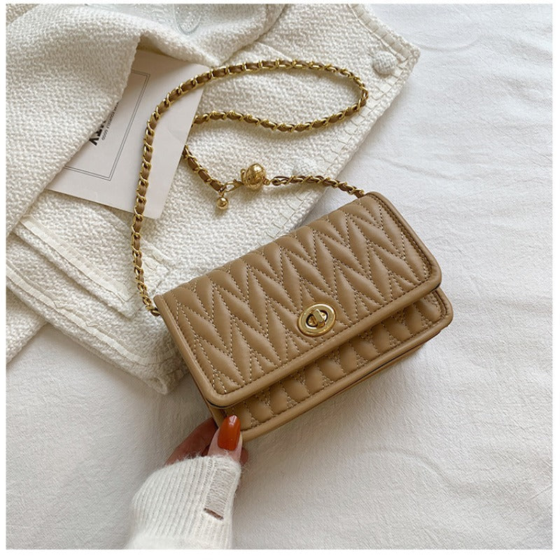 New Fashion Women's Shoulder Bag Simple Chain Texture Small Square Bag Light Luxury Party Crossbody Bag Purses and Handbags