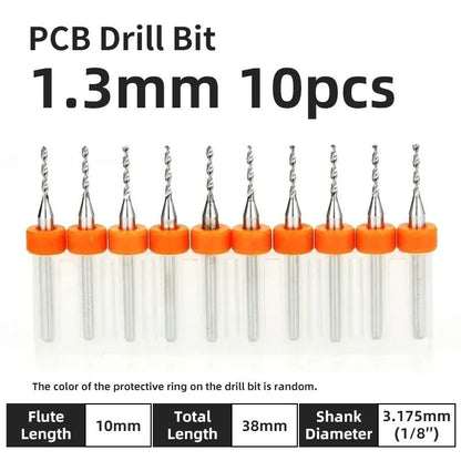Broca PCB 10pcs Conjunto de Brocas Micro Diâmetro de Aço Tungstênio 1/8" Cabo Fixo Mini Broca CNC 0.1-3.175mm