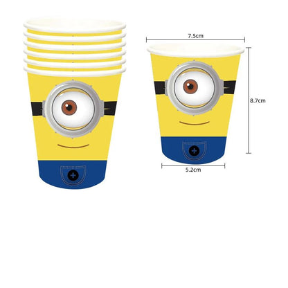 Anime Minion Themed Party Decorations Party Tableware Set Plates Cups Birthday Balloons Big Eye Yellow Man Party Favors Supplies