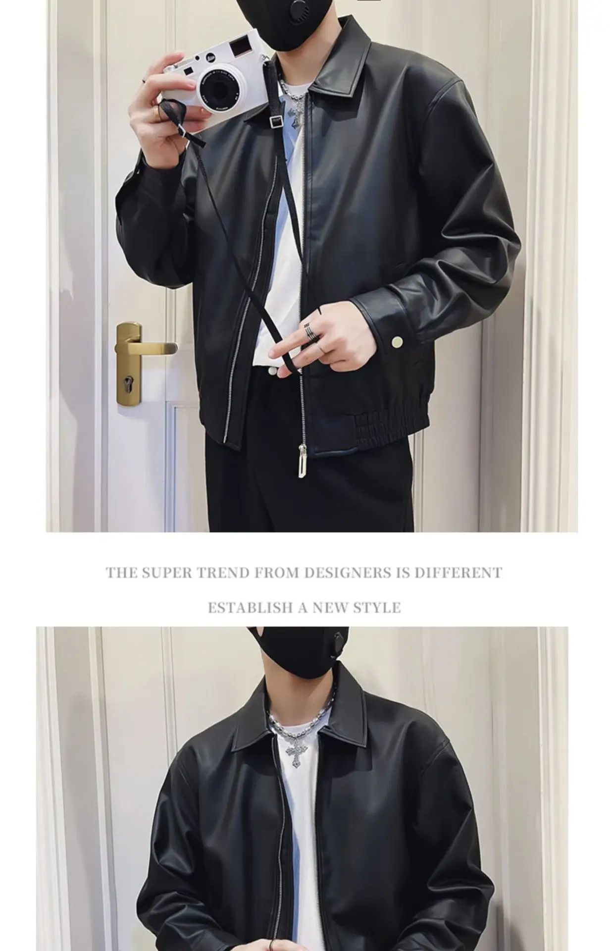 Men's PU Leather Jacket Motorcycle Style Stand Collar Spring Autumn Casual Workwear Fashionable Trendy New Hot Sale Of The Seaso