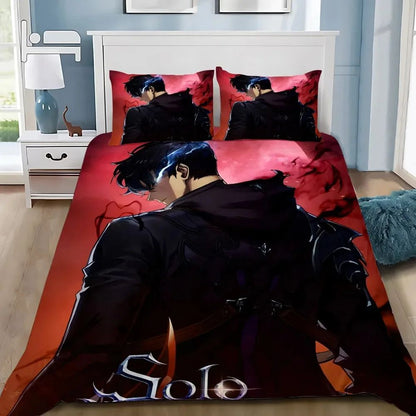 Anime Solo Leveling 3D Printed Bedding Set Comforter Duvet Cover King Queen Twin Size Birthday Gift Adult Boy Bedroom Decoration