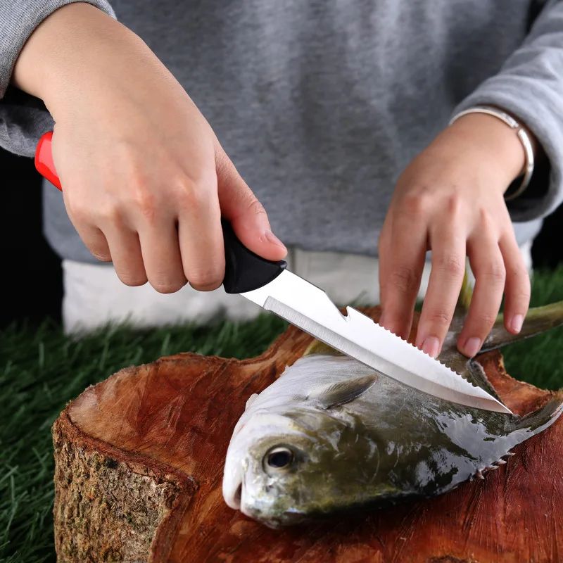 Faca Afiada para Peixe Cabo Oco de Plástico Faca de Filé de Peixe Faca de Desossar Aço Inoxidável Cutelo de Carne Descascador de Frutas de Cozinha