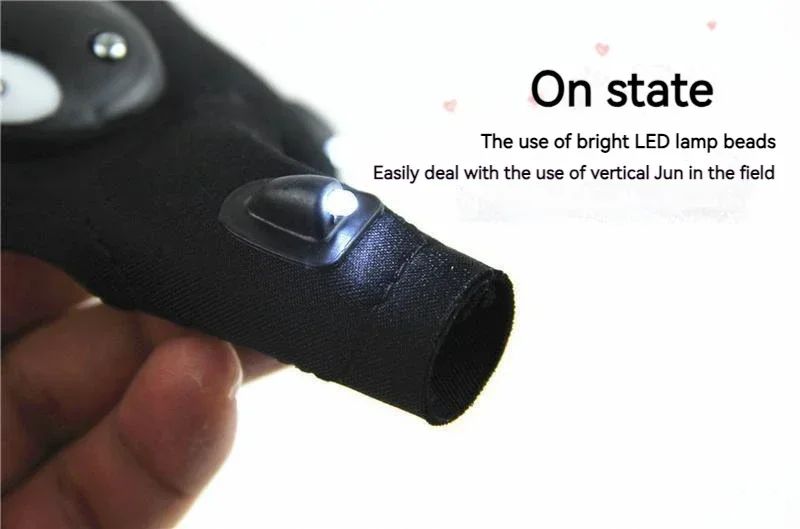 LED Flashlight Fishing Strap Fingerless Gloves Waterproof Cycling Camping Hiking Rescue Glove Lamp Lighting Gloves