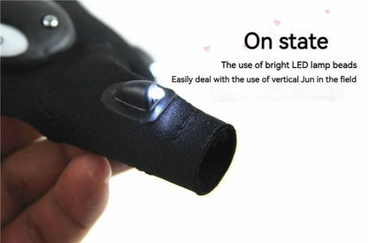 LED Flashlight Fishing Strap Fingerless Gloves Waterproof Cycling Camping Hiking Rescue Glove Lamp Lighting Gloves
