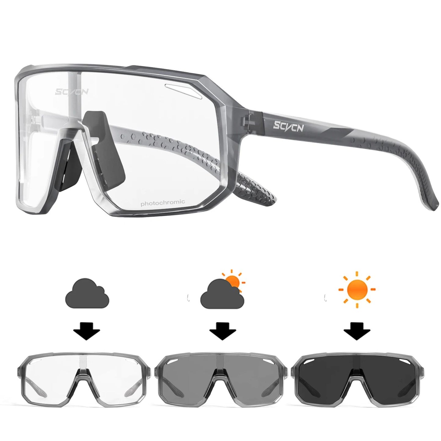 SCVCN Óculos Fotocromáticos Masculinos para Ciclismo Óculos de Sol para Mulheres Esportes Corrida MTB Óculos de Ciclismo para Estrada Mountain Bike