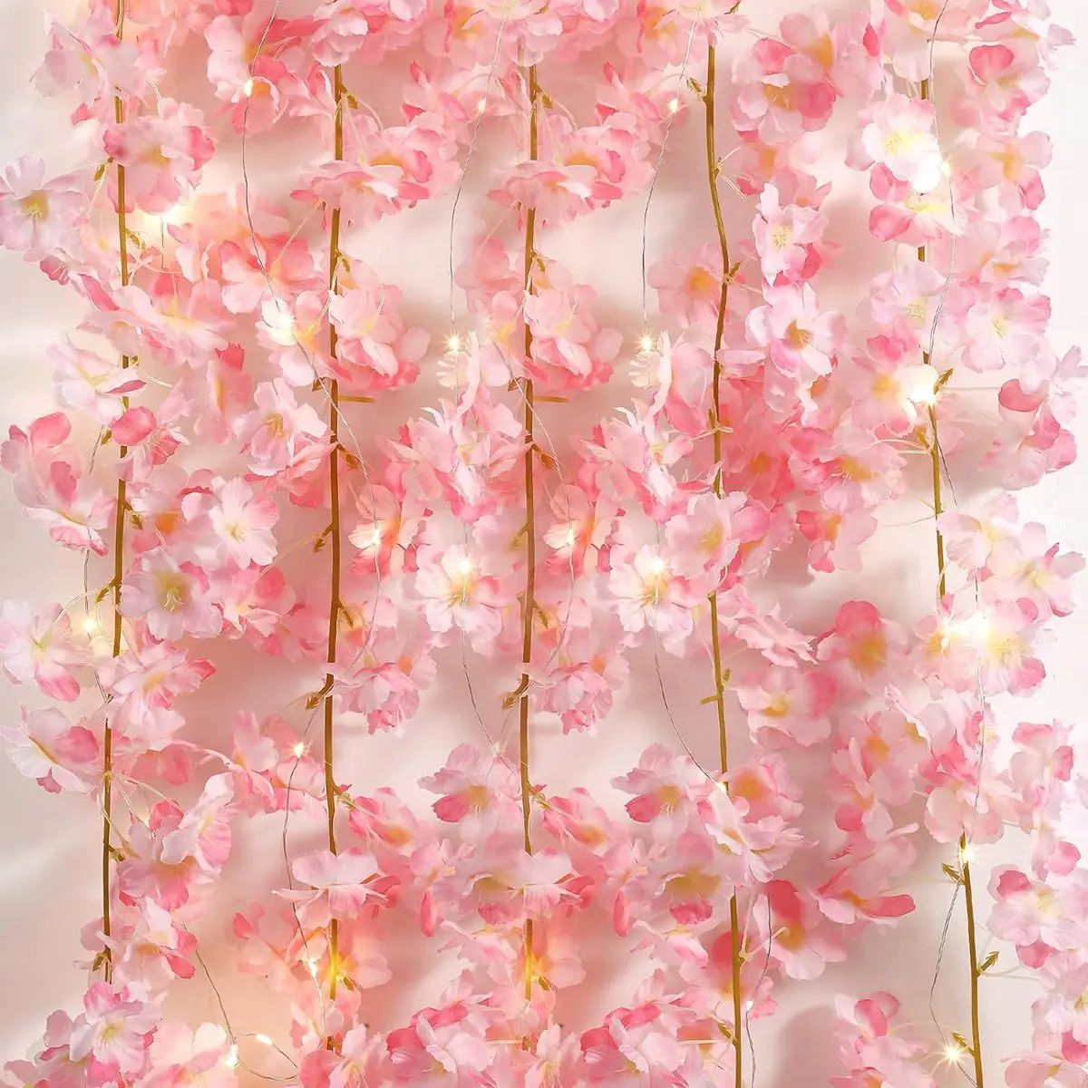 1/2/5M Cherry Blossom String Light Garland Artificial Flower Vines Fairy Lights for Bedroom Wedding Party Holiday Decoration