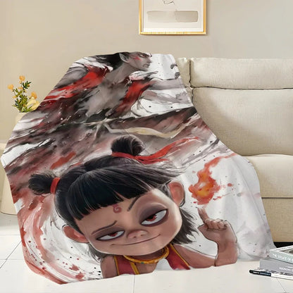 Movie Blanket Skin friendly comfort warm soft plush blanket suitable sofa living room office bedroom NeZha 2