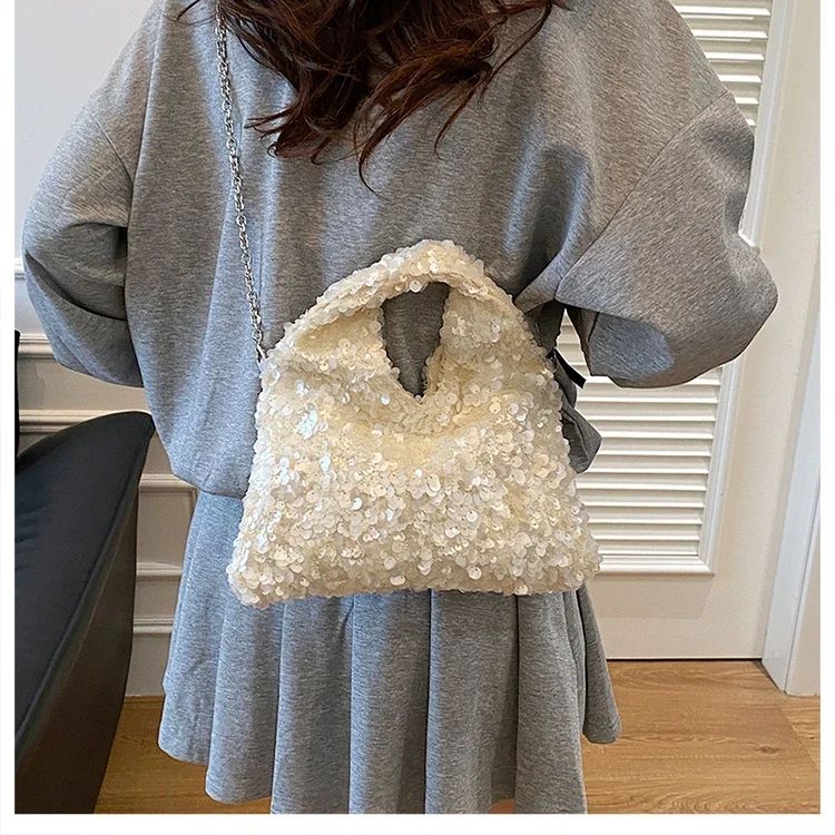 Exquisite Shining Sequins Square Women's Shoulder Bag Popularity Stylish Design Handbags High Quality Solid Sweet Crossbody Bags