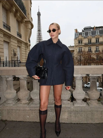 Fashion Solid Lapel Waist Cinching Woolen Coat Women Elegant Full Sleeve Warm Slim Jacket Lady 2025 Daily Commute Street Outwear