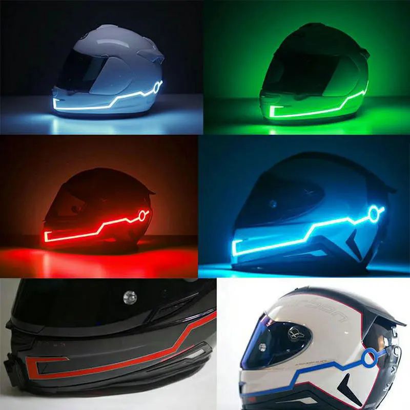 Luzes de Advertência LED para Capacete de Moto, Capacete para Pilotagem Noturna, Tira de Luz Fria EL à Prova d'Água, Adesivo, 4 Acessórios de Pisca-pisca
