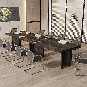 5.5FT Conference Table, 63-inch Rectangle Meeting Seminar Table, Large Wooden Business Tables for 4-6 People, Heavy Duty Pedest