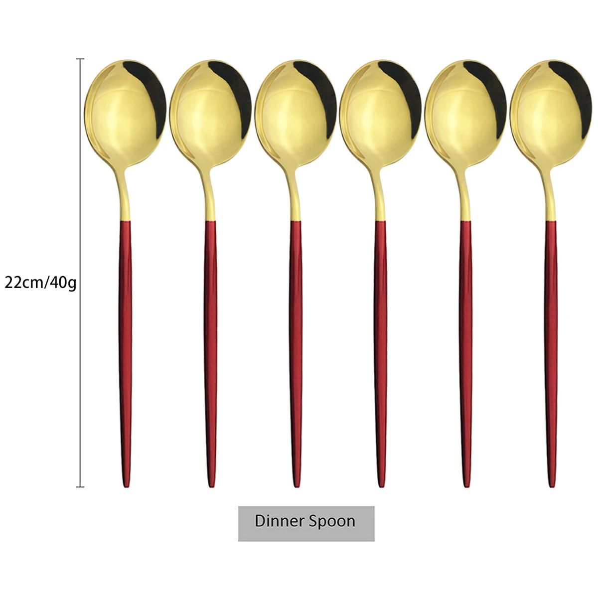 Conjunto de Talheres de Aço Inoxidável Western Dourado com 6 Peças de Colher de Concha, Colher de Jantar, Colher de Sopa, Talheres de Cozinha