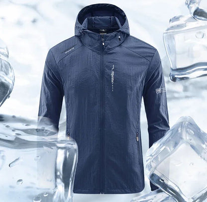 Men's UPF 50+ UV Protection Windbreaker Quick Dry Jacket Outdoor Sun-Protective Thin Hiking Fishing Cycling Hooded Sport Light