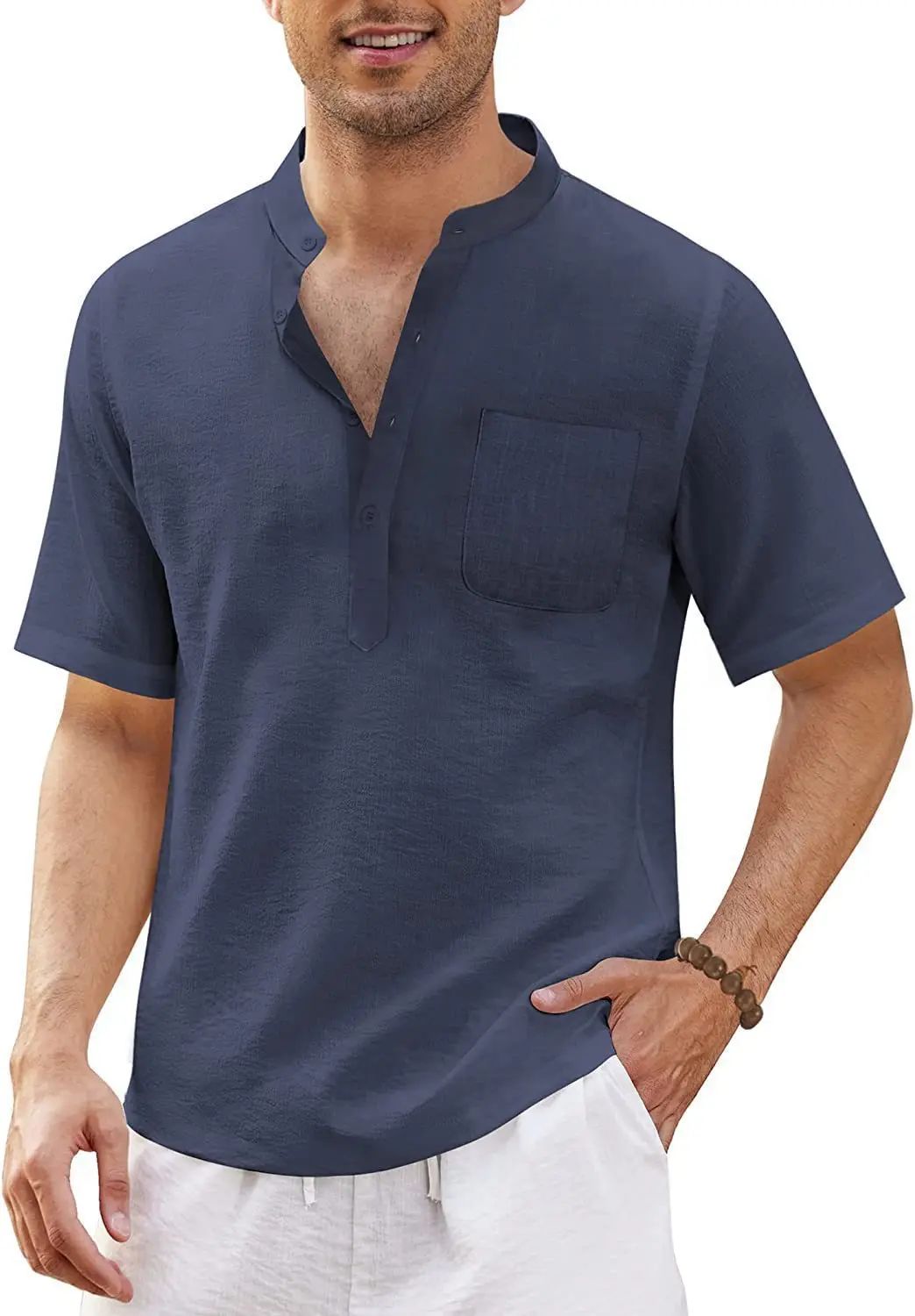 Summer New Men's Short-Sleeved T-shirt Cotton and Linen Led Casual Men's T-shirt Shirt Male  Breathable S-3XL
