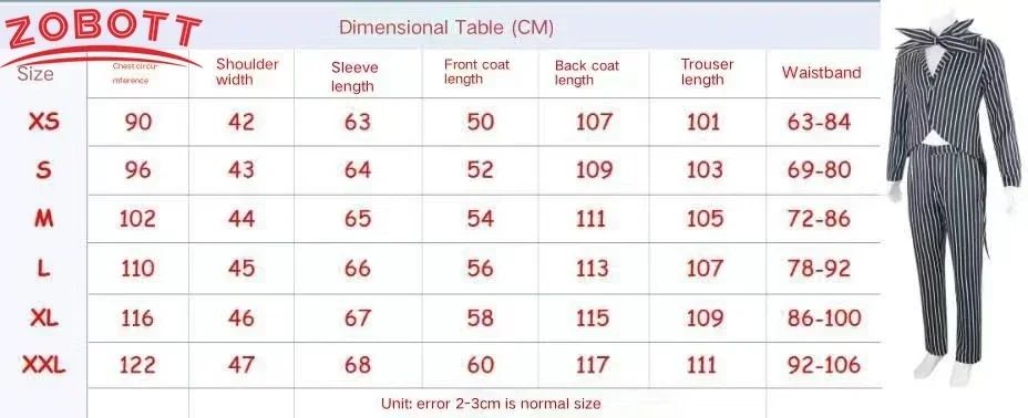 Anime Jack Skellington Cosplay Costume for Adult The Nightmare Before Christmas Jack Uniform Clothes Suit Halloween Costumes