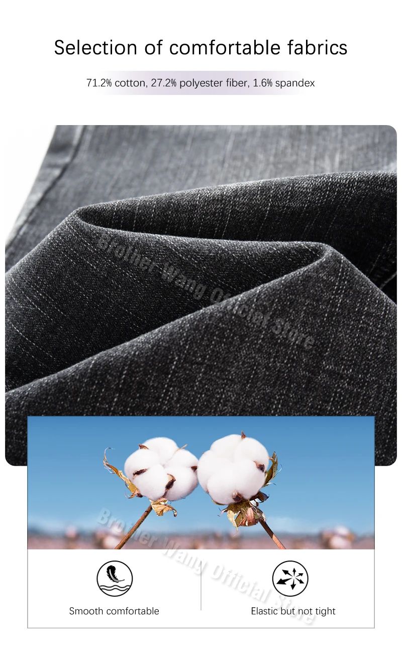 Autumn Winter New Business Men's Jeans Classic Fashion Stretch Washed Casual Denim Trousers Comfortable Straight Male pants