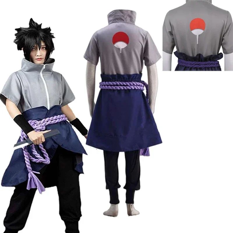 New Anime Uchiha Sasuke Cosplay Outfit Halloween  Party Role Play Uniform Comic Clothes Outfit