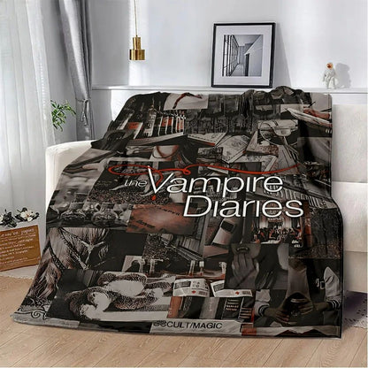 Damon Salvatore The Vampire Diaries Printed Blanket Picnic Blankets Warm Blanket Soft and Comfortable Blanket Home Travel Gift
