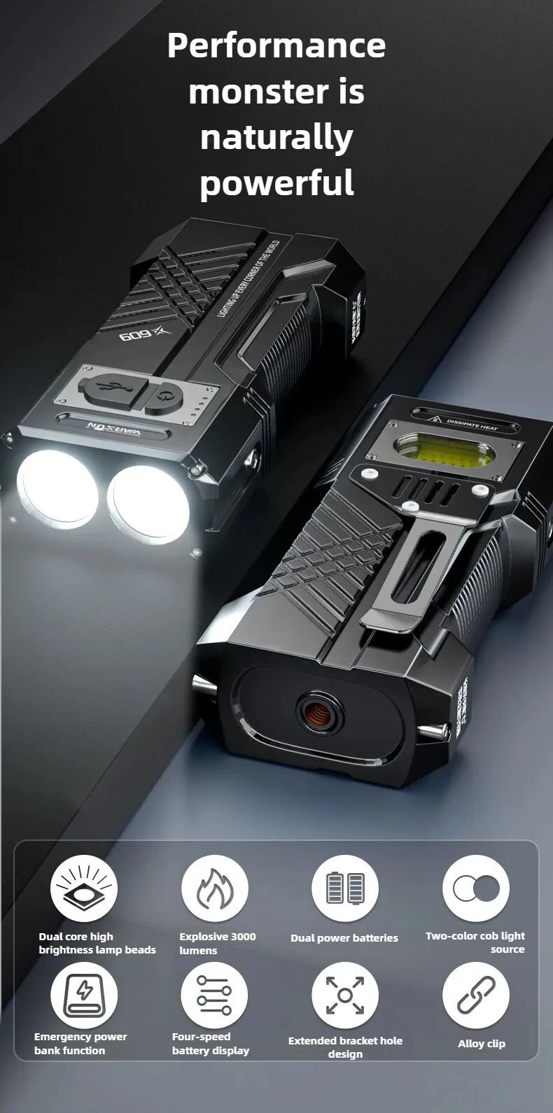 6000MAH 3000Lm Most Powerful LED Flashlight Rechargeable Torch Light Flashlight Tactical Lantern Long Shot Hand Lamp For Camping