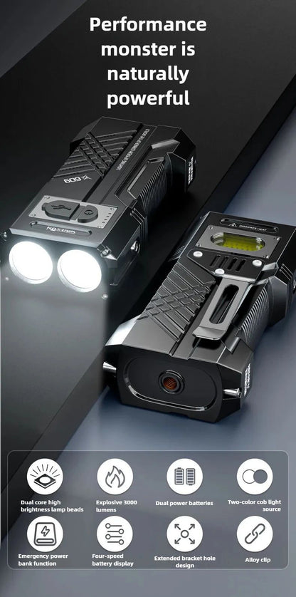 6000MAH 3000Lm Most Powerful LED Flashlight Rechargeable Torch Light Flashlight Tactical Lantern Long Shot Hand Lamp For Camping