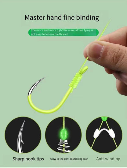 5 pçs/conjunto Anzol Fluorescente Verde Aço de Alto Carbono 8# -13# Anzóis Afiados Fortes com Mola para Pesca em Água Salgada e Doce