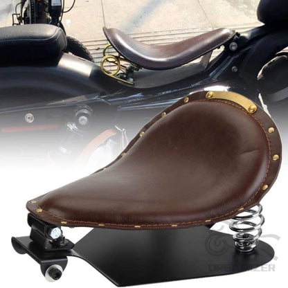 1 CONJUNTO de Assento Solo de Couro Retrô para Motocicleta + Suporte de Mola de 3" para Harley Custom Chopper Sportster Para Bobber Para Honda Para Yamaha